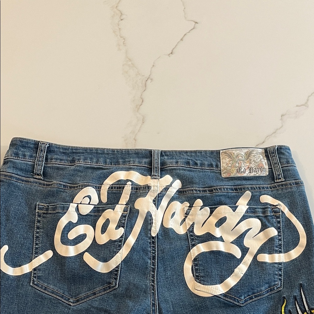 Ed Hardy NYC EAGLE SLIM FLARE Embroidery JEANS size 34 Y2k - Picture 8 of 12